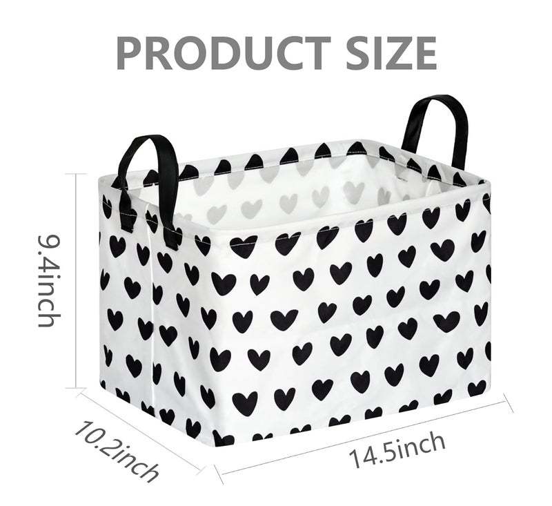 FUULOXE Rectangular Valentines Basket Storage Bin for Shelves Girls Gifts Baskets Foldable Box with Handles for Home Office Car Dormroom Valentine's Day Party Supplies - Image 2
